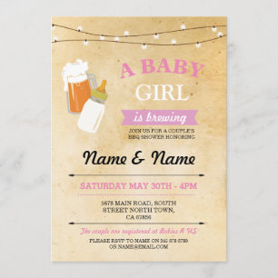 Lantlig baby showerflicka som bryggar inbjudningar
