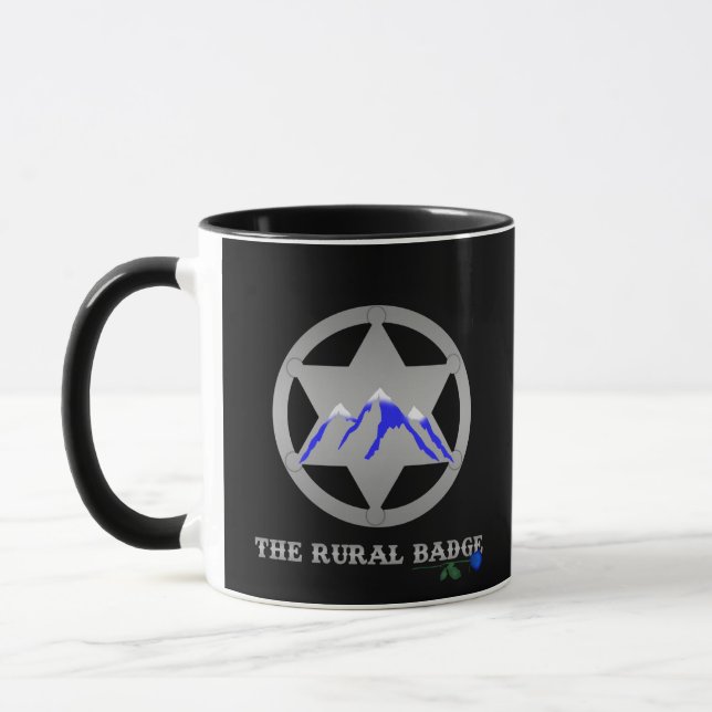 Lantlig Badge Mugg Svart Handtag (Vänster)
