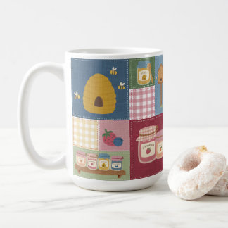 Lantlig bärpatchwork-quiltmönster kaffemugg