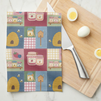 Lantlig bärpatchwork-quiltmönster kökshandduk