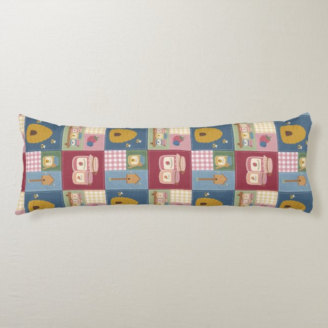 Lantlig bärpatchwork-quiltmönster kroppskudde (Framsidan)