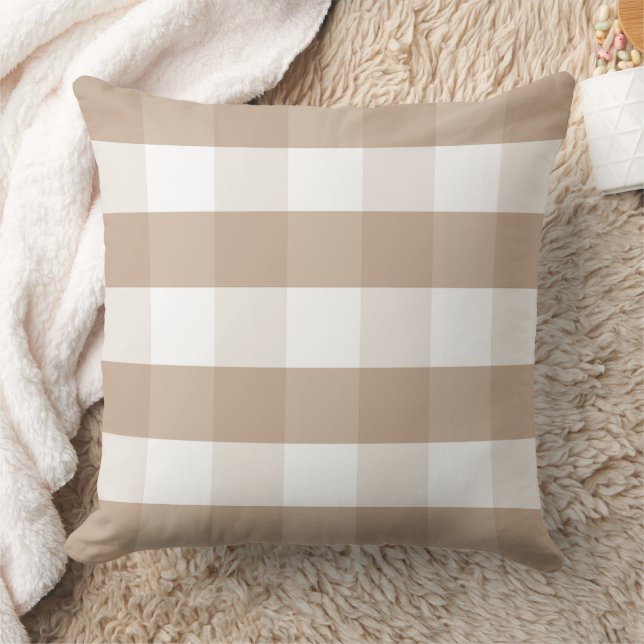 Lantlig beige rutig kastkudde kudde (Filt)