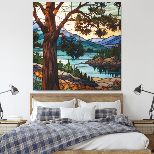 Lantlig bergskedjelandskap glasmålning canvastryck (Insitu (sovrum))