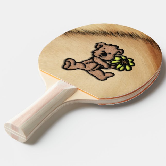 Lantlig björn med tusenskönadesign pingisracket (Ryggvinkel)