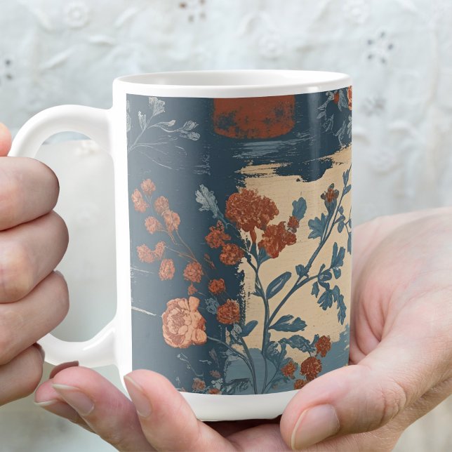 Lantlig blå rost lantlig stuga  kaffemugg (Skapare uppladdad)