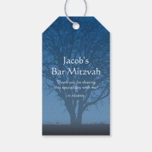 Lantlig blåttlivets trädpub Mitzvah Presentetikett