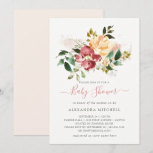 Lantlig blom- baby shower för elegans inbjudningar