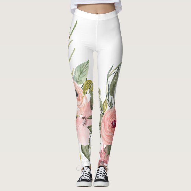 Lantlig blom- damasker - damasker leggings (Framsida)