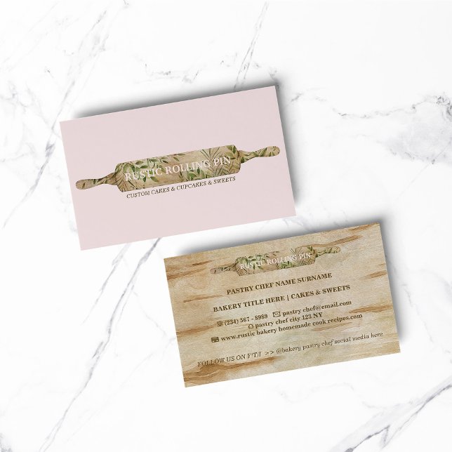 Lantlig blommig bakningsrulle bagerichef visitkort (BAKERY PASTRY CHEF COOK CAKE event planner business)