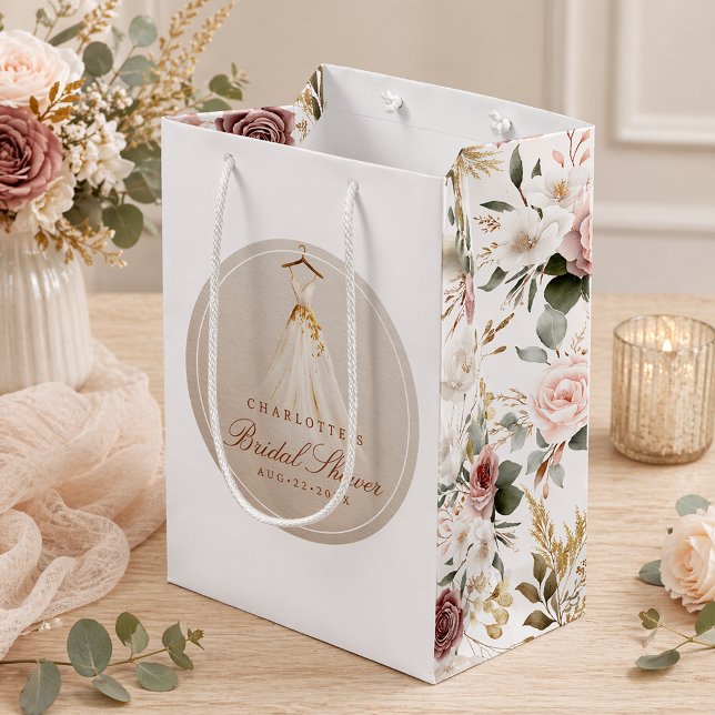 Lantlig Blommig Bröllopsdusch Klänning Presentpåse (Bridal Shower Gift Bag
)