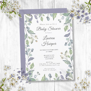 Lantlig Blommig Grönska Baby Shower Strössel Inbjudningar