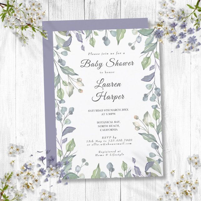 Lantlig Blommig Grönska Baby Shower Strössel Inbjudningar (Country Floral Greenery Baby Shower Sprinkle Invitation)