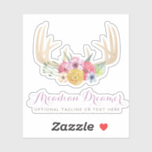 Lantlig Blommig Horn Pastell Akvarell Namn Logotyp