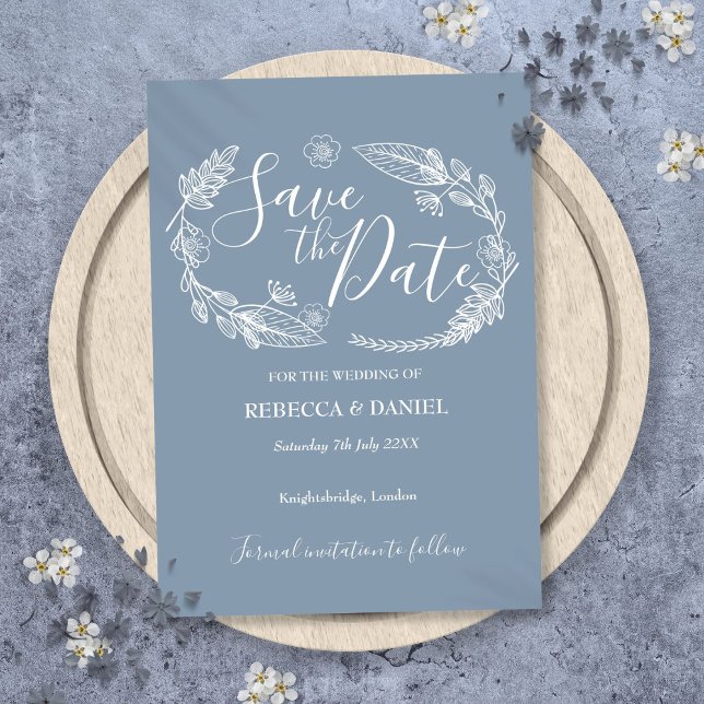 Lantlig Blommig Rädda Datum-kort Spara Datumet (Rustic Country Floral Save the Date Card)