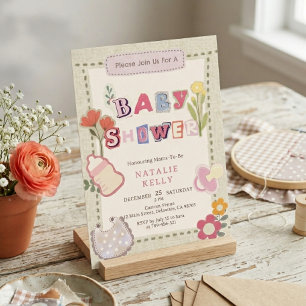 Lantlig Blommig Scrapbook Klistermontage Bebis Sho Inbjudningar