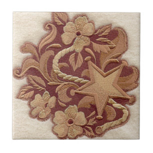 lantlig blommigt för westernt land för kakelplatta