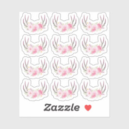 Lantlig Blomster Hjorthorn Rosabränd Elegant 12-de Klistermärken