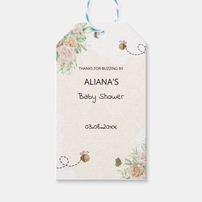 Lantlig blomster- och binär tematisk bikupefest presentetikett (Framsidan)