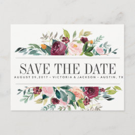 Lantlig Blomsterbröllop WEDDING spara datum Meddelande Vykort