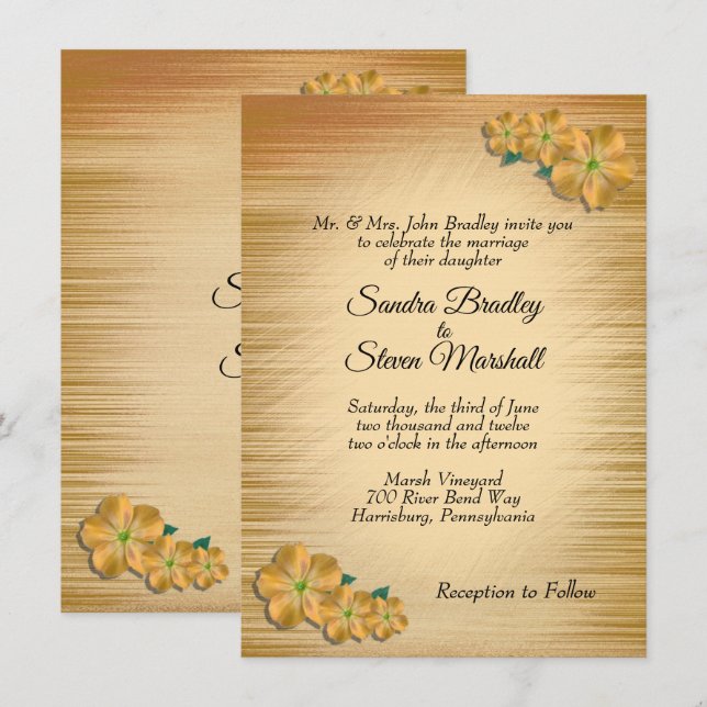 Lantlig blomsterbröllopsinbjudan inbjudningar (Fram/baksida)