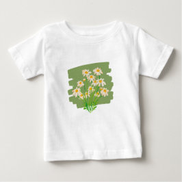 Lantlig blomsterdesign på grön bakgrund t shirt