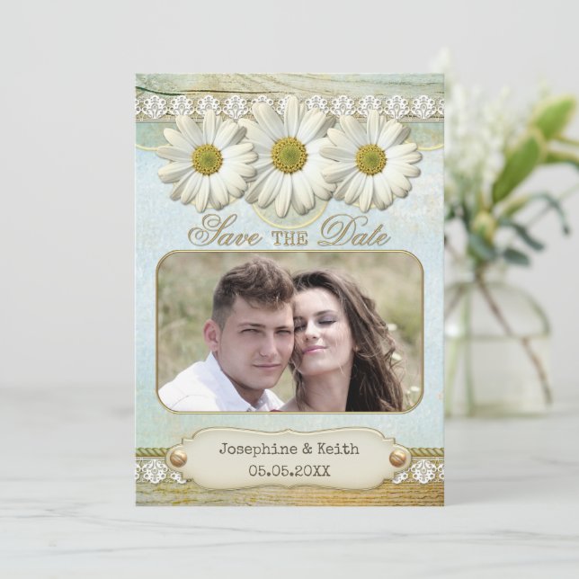 Lantlig blomsterfotografi Spara datum-kort Datumet (Stående Fram)