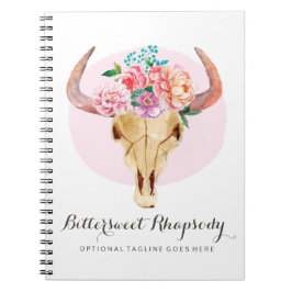 Lantlig bohemisk blommigt för rodnad för anteckningsbok