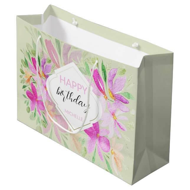 Lantlig Boho Akvarell Lila Blommig Elegant (Framsidan Vinklad)