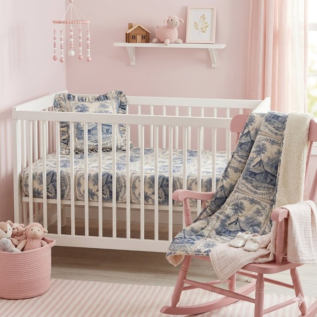 Lantlig bondescen fransk toile lanthus tyg (Rustic Farm Scene French Toile Country Home Fabric)