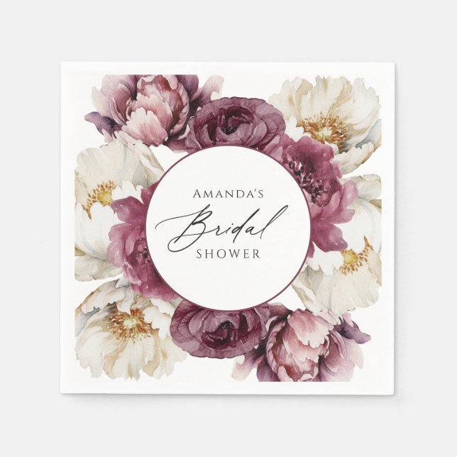 Lantlig bröllopsfest med blomsteröverflöd pappersservett (Framsidan)