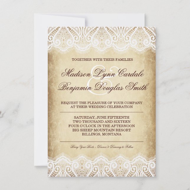 Lantlig bröllopsinbjudningar för snöre för inbjudningar (Framsida)