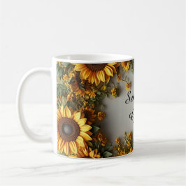 Lantlig bukett med solrosblommor design kaffemugg