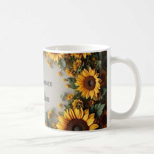 Lantlig bukett med solrosblommor design kaffemugg (Höger)