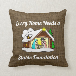 Lantlig Burlap för religiöst Kudde