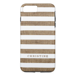 Lantlig Burlap görat randig Monogramnamn