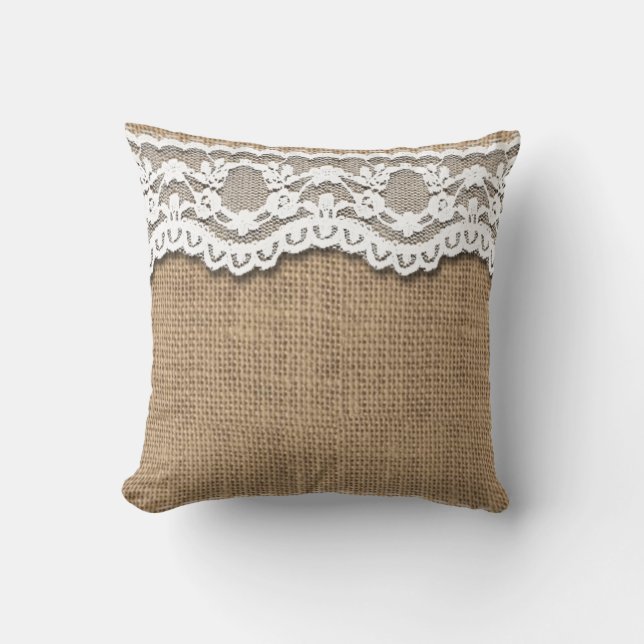 Lantlig Burlap och snöre kudder Kudde (Framsida)