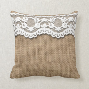 Lantlig Burlap och snöre kudder Kudde