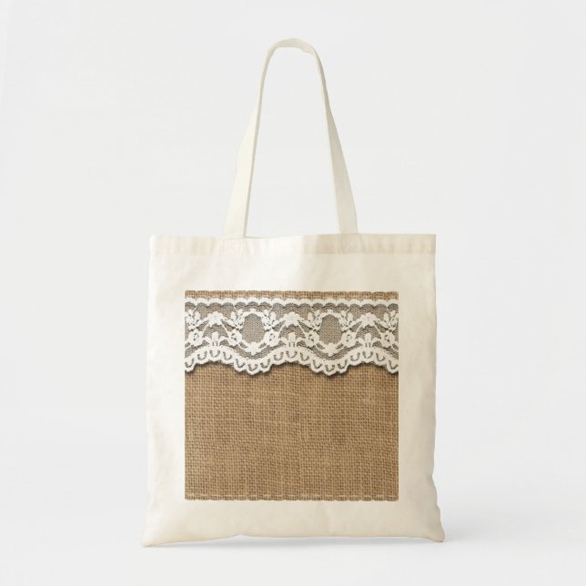 Lantlig Burlap och snöre Tygkasse (Framsidan)