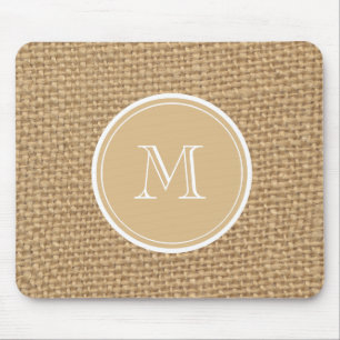 Lantlig BurlapbakgrundsMonogram Musmatta