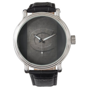 Lantlig C Monogramklocka för svart metall Armbandsur