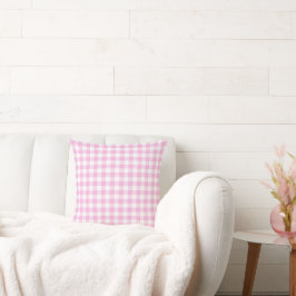 Lantlig Cottage Rosa Rutig Kudde