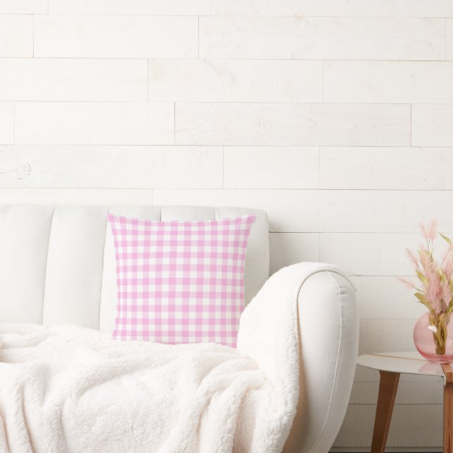 Lantlig Cottage Rosa Rutig  Kudde (Soffa)
