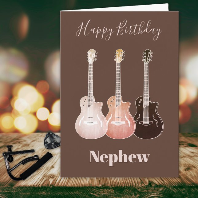 Lantlig countrygitarr Glad födelsedag systerson Kort (Rustic country guitar happy birthday nephew personalized greeting card for teenage boy)