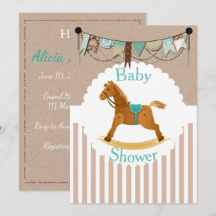 Lantlig Cowboy som vaggar den westerna baby shower Inbjudningar