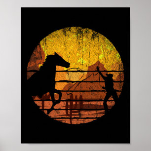 Lantlig Cowboy Western Häst Ridning Cowboy Poster