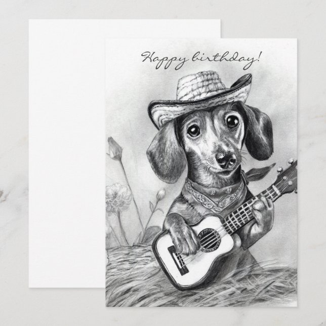 Lantlig crooner-dachshund inbjudningar (Fram/baksida)