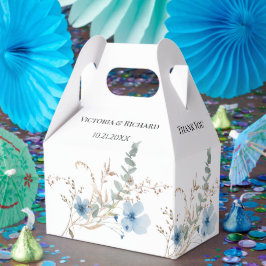 lantlig dammig blå akvarell blomsterbukett presentaskar