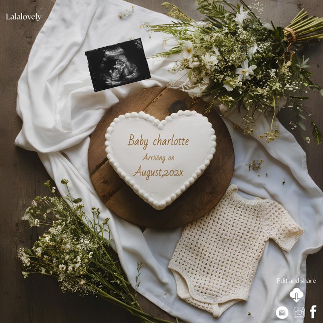 Lantlig digital redigerbar graviditetsannonsering  inbjudningar (Skapare uppladdad)