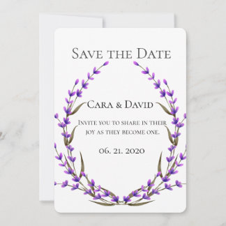 Lantlig Elegant Chic Lila Blommig Spara Datum I Inbjudningar