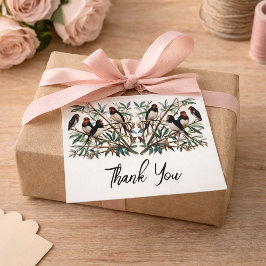 Lantlig Fågel Gren Vikbar Greetingkortuppsättning Tack Kort